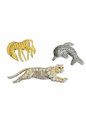 Silver‎ and Goldtone VINTAGE Animal Brooches